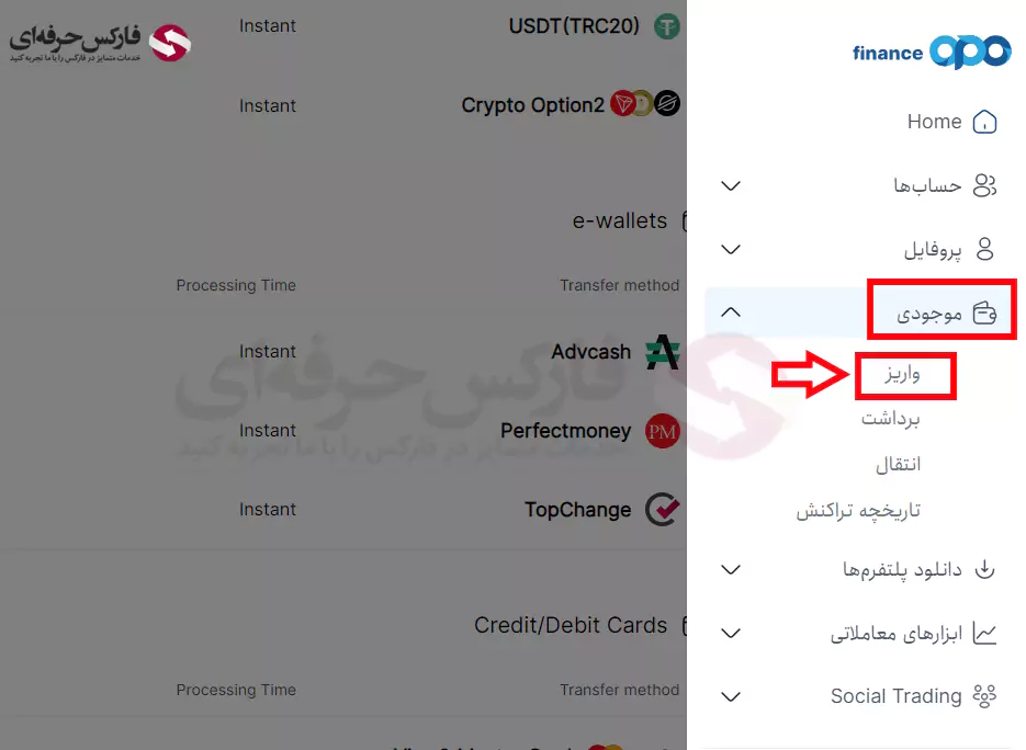 شارژ حساب اوپو فارکس - شارژ حساب اوپو فایننس - واریز پول به اوپو فایننس 09