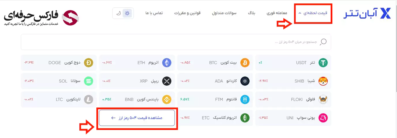 قیمت تتر در صرافی آبان تتر - لیست ارزهای صرافی آبان تتر 02