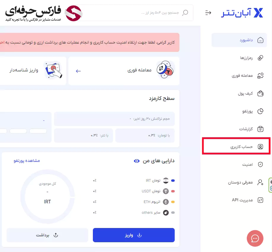 نحوه احراز هویت در صرافی آبان تتر - احراز هویت آبان تتر 03