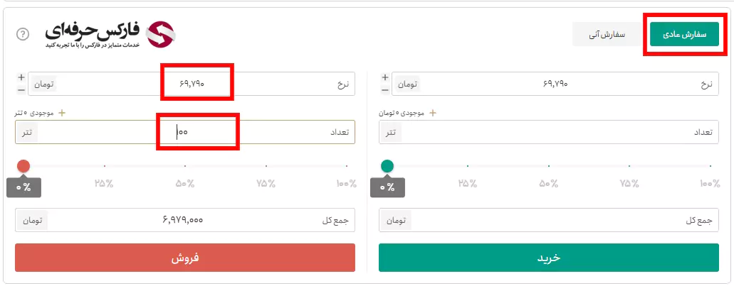 نحوه فروش تتر در تترلند - ثبت درخواست فروش Tether در پلتفرم تترلند 04