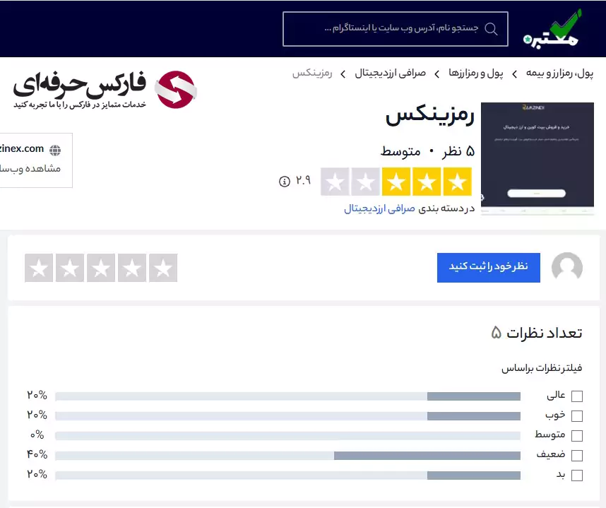 نظرات در مورد صرافی رمزینکس - نظرات درباره صرافی رمزینکس 02