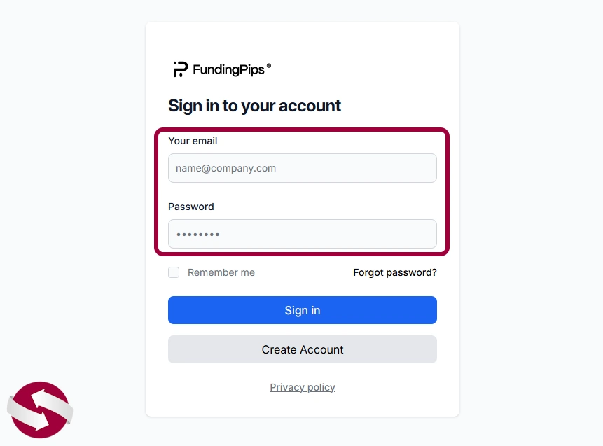 ورود به حساب کاربری Funding Pips پس از تایید ایمیل